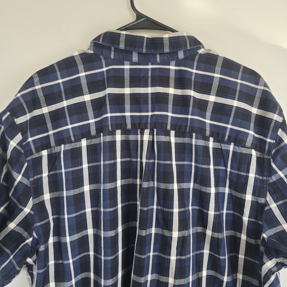 Harley Davidson Navy Multi-Patch Plaid Mechanic Short Sleeve Shirt Slim 2XL.D131 - Picture 9 of 13
